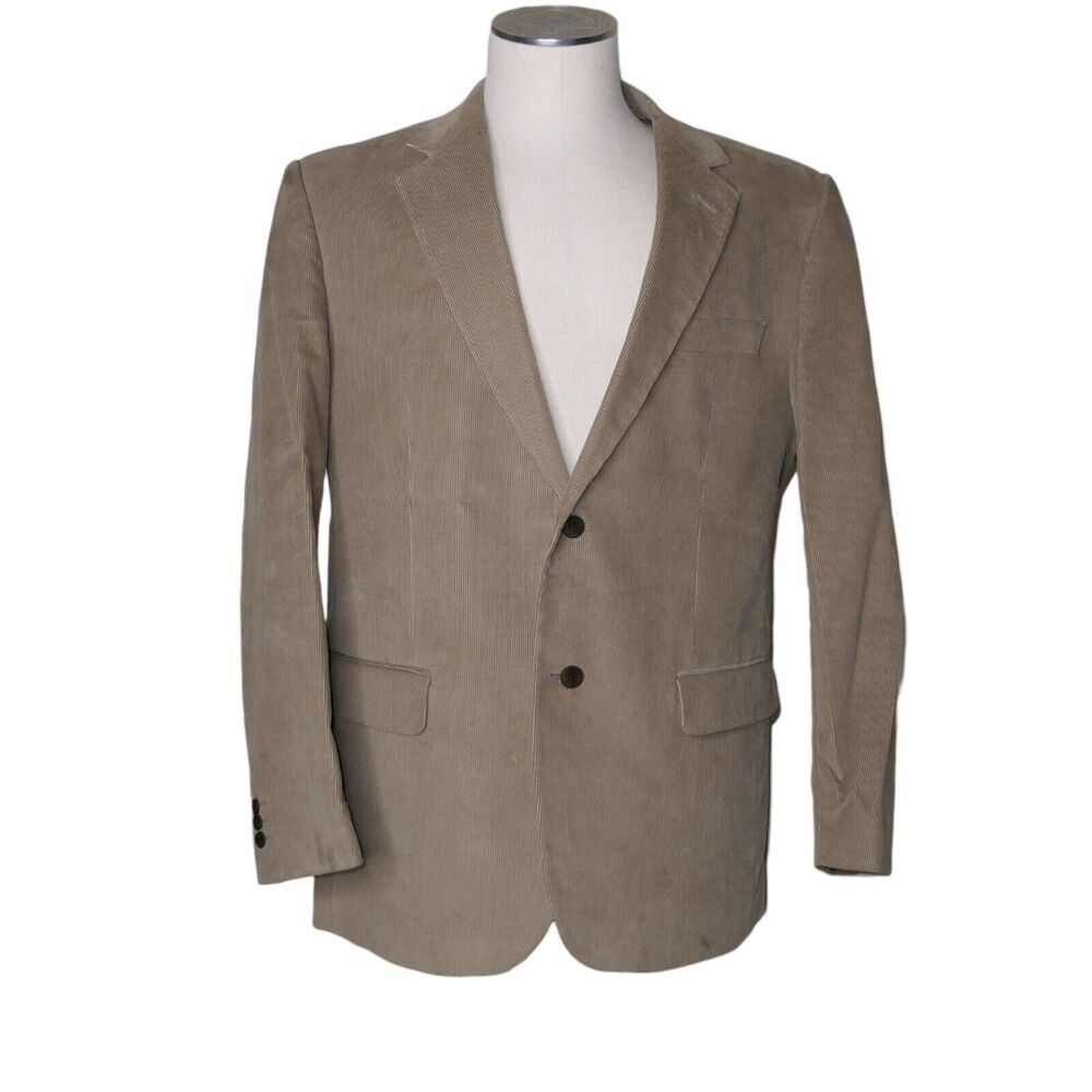 Van Heusen Mens 42R Tan Corduroy Blazer Fully Lined Western Ranch Cowboy READ!!!
